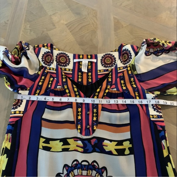 Diane von Furstenberg Silk shift mini dress size 4 bell sleeves multicolor - Picture 10 of 11